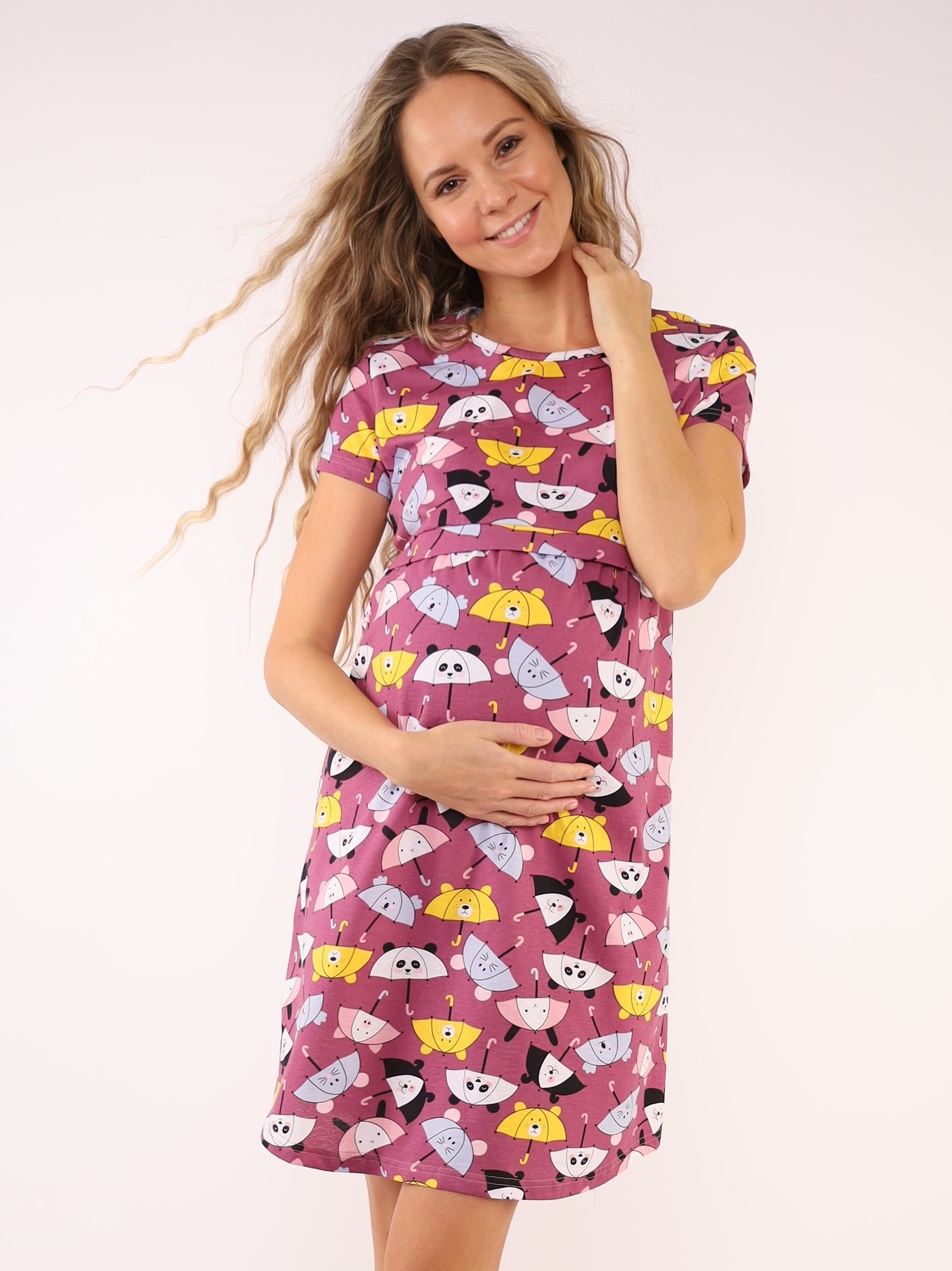 Сорочка для беременных и кормящих (домашнее платье) арт. 360360 зонтики