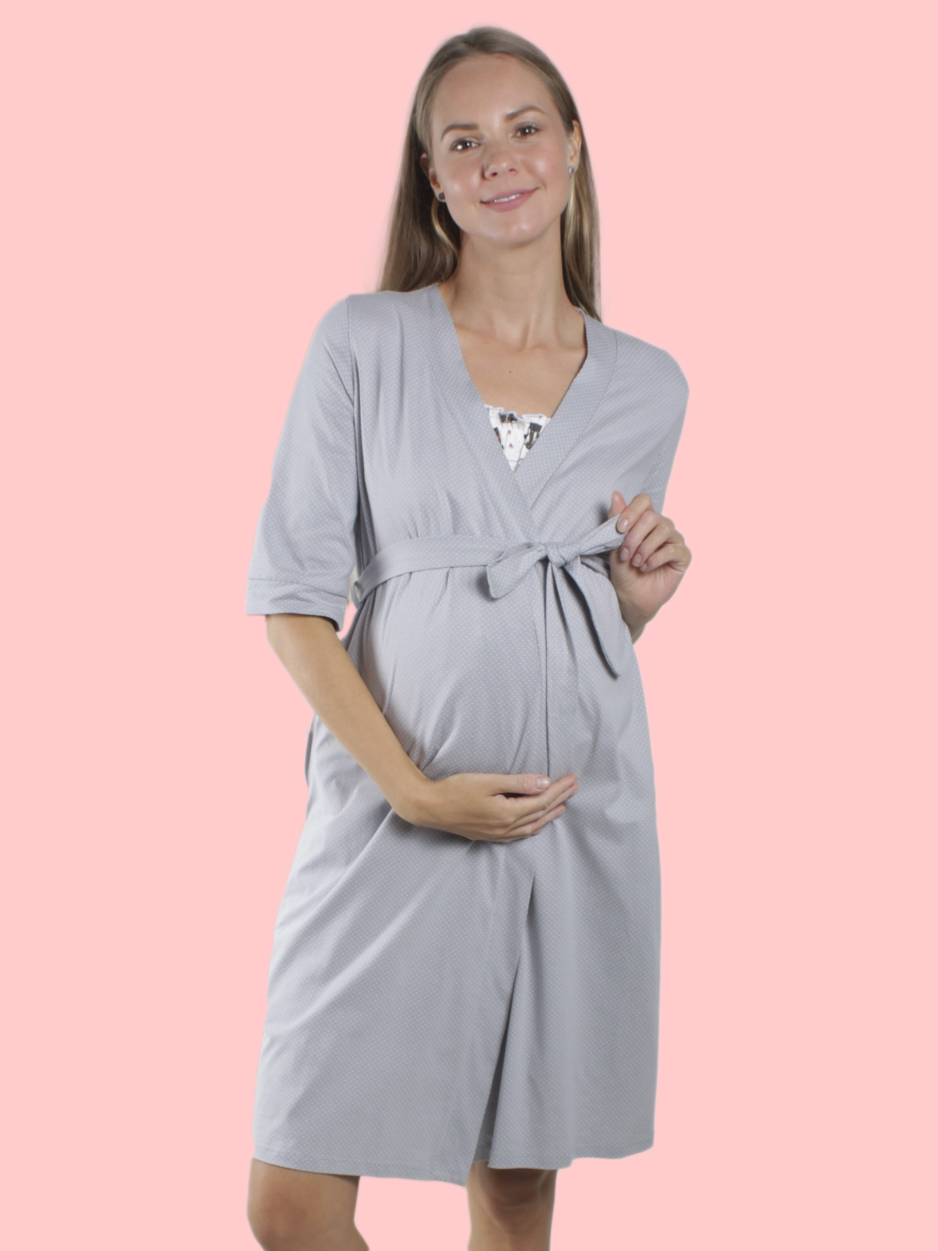 Халат для беременных "Серый горох" арт. 552570