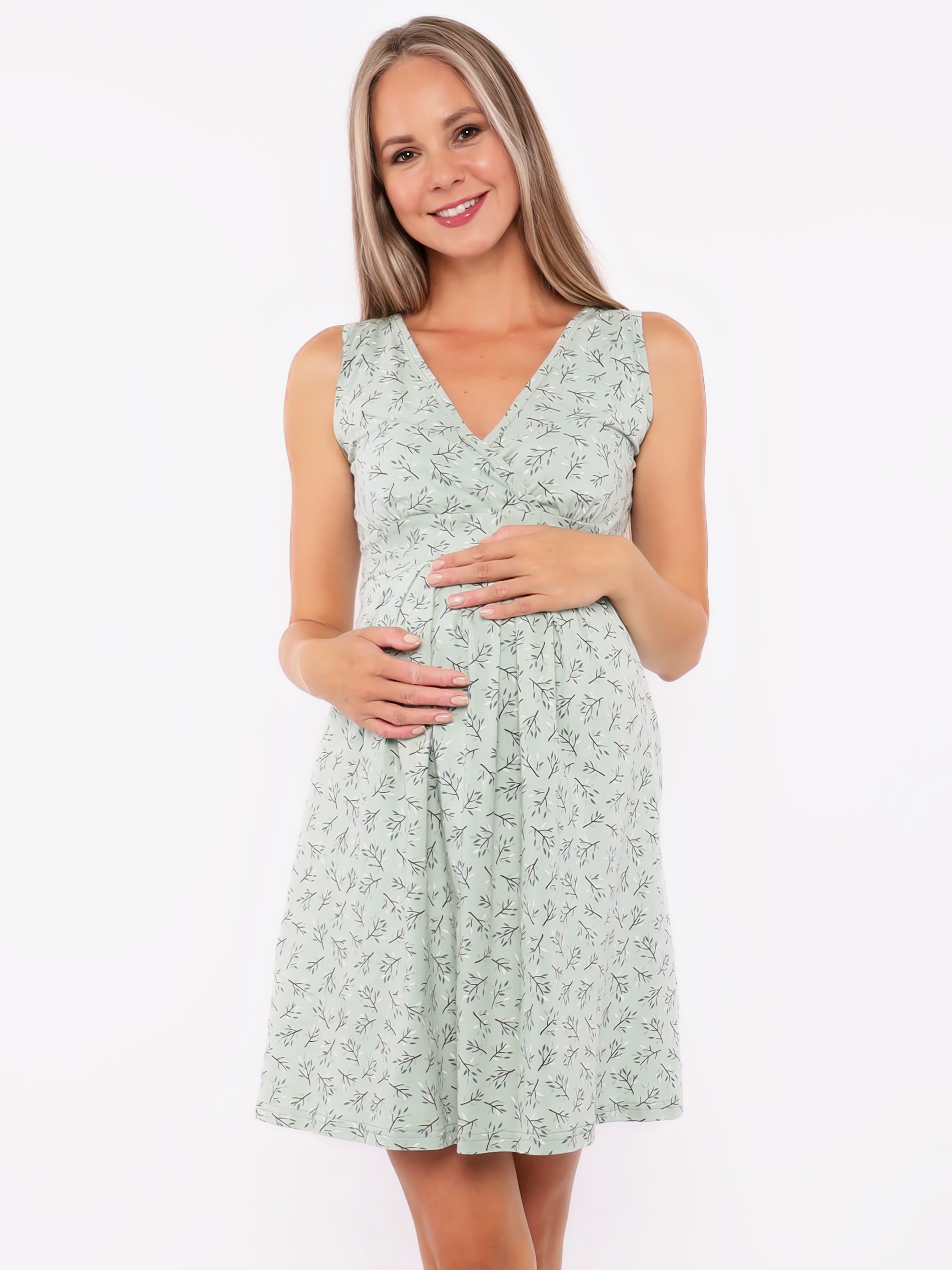 Сорочка для беременных и кормящих арт. 280670 ветви зеленые