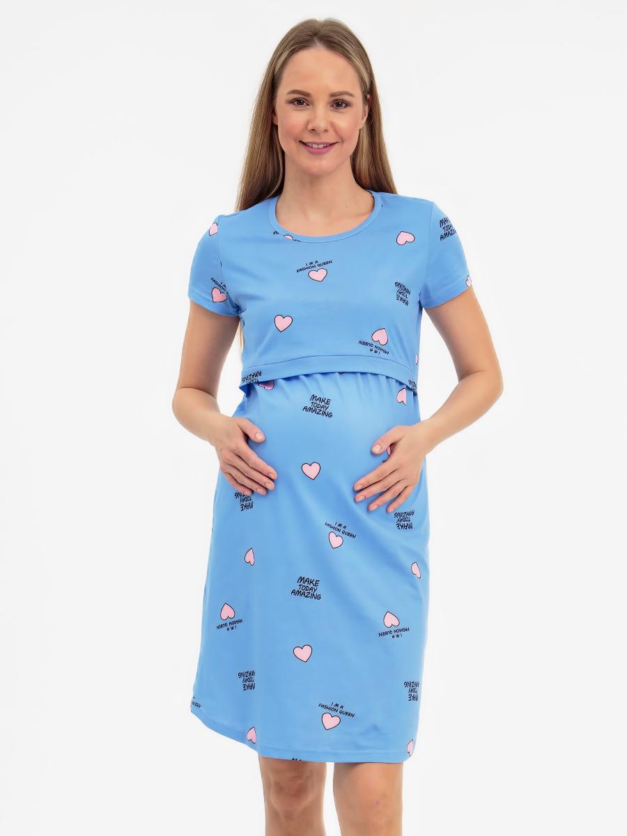 Сорочка для беременных и кормящих (домашнее платье) арт. 360360 голубая