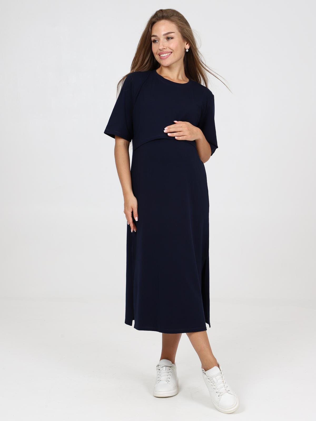 Платье для беременных и кормящих темно-синее арт. 400423