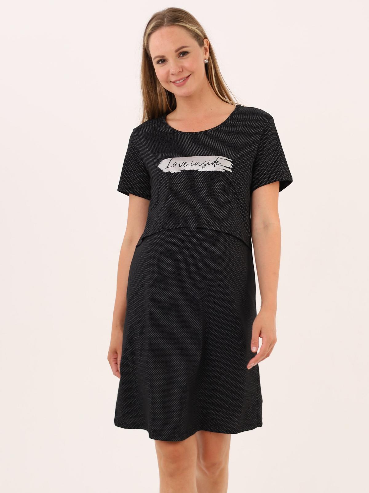 Сорочка для беременных и кормящих (домашнее платье) арт. 360505 черная