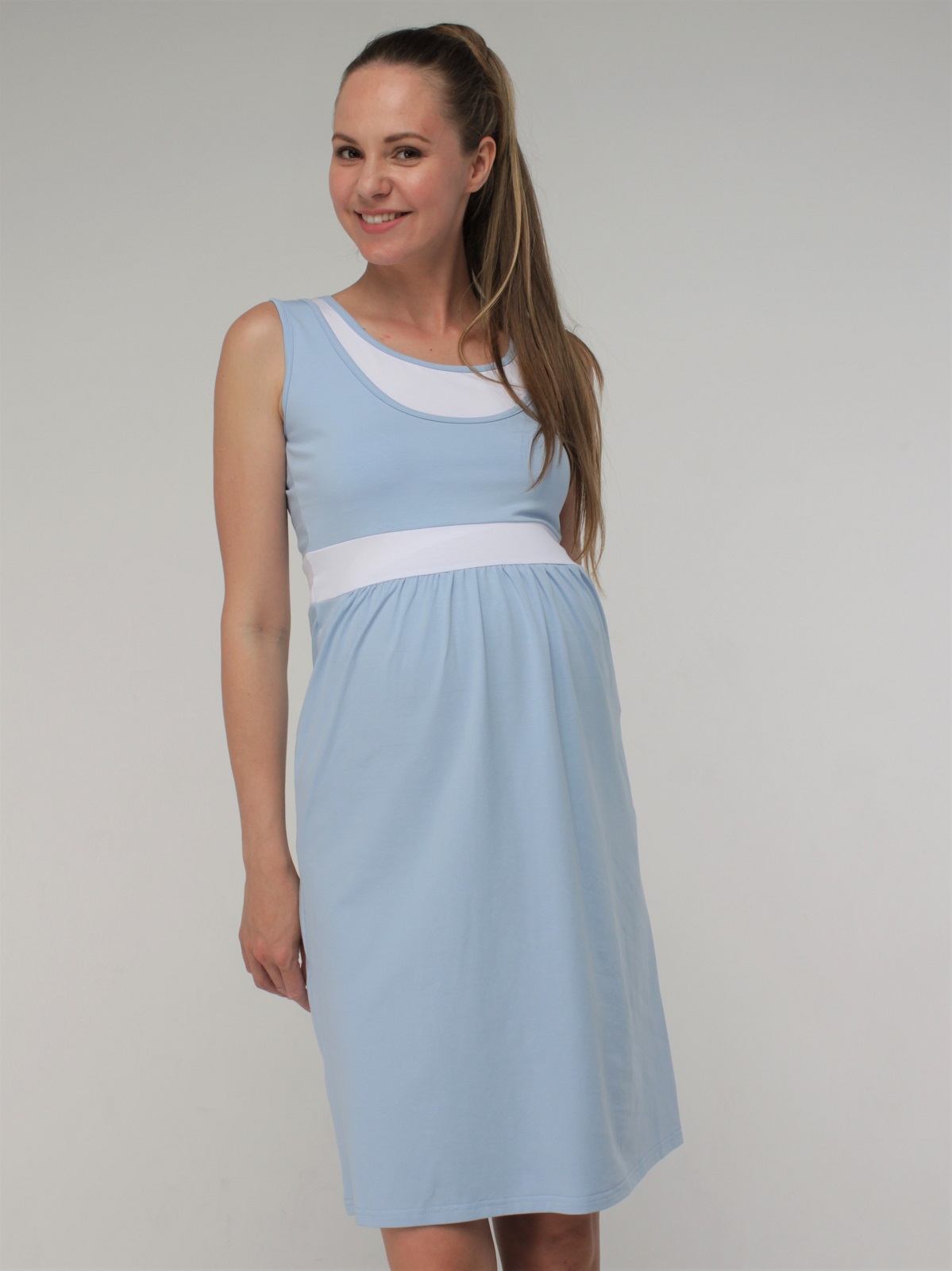 Платье для беременных и кормления арт. 702510 светло-голубое