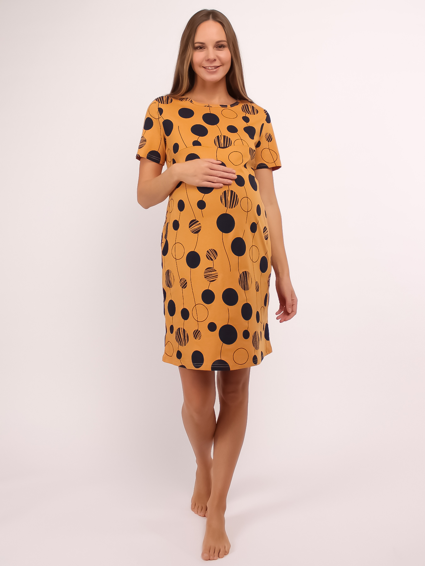 Сорочка для беременных и кормящих (домашнее платье) арт. 355070 горчица