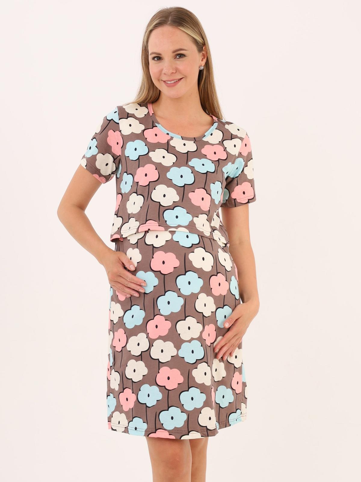 Сорочка для беременных и кормящих (домашнее платье) арт. 360505 цветы