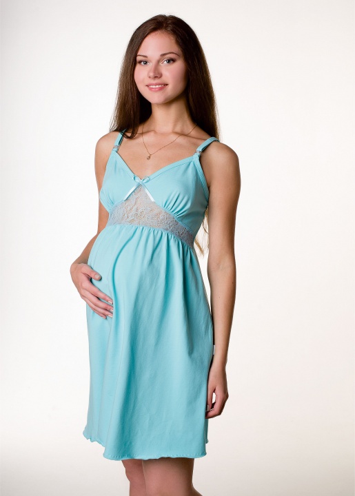 Сорочка женская для беременных и кормящих П 13502 бирюза