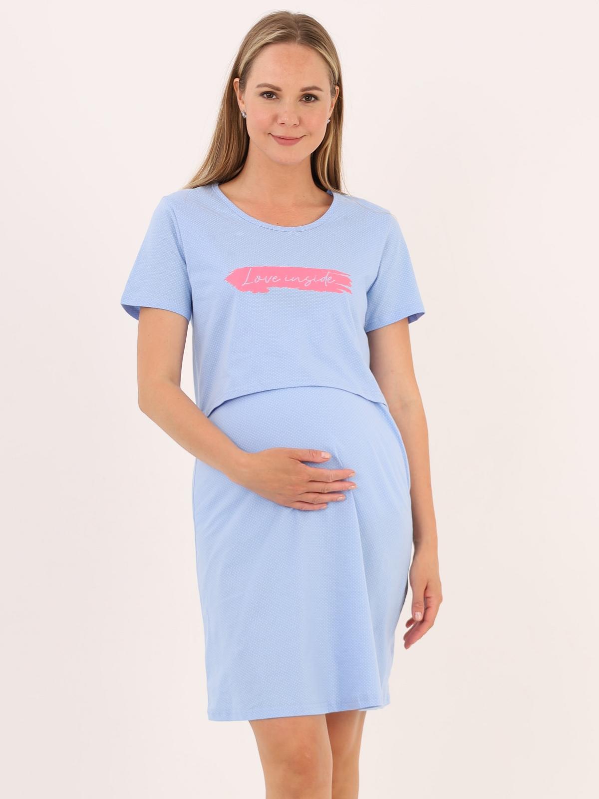 Сорочка для беременных и кормящих (домашнее платье) арт. 360505 голубая
